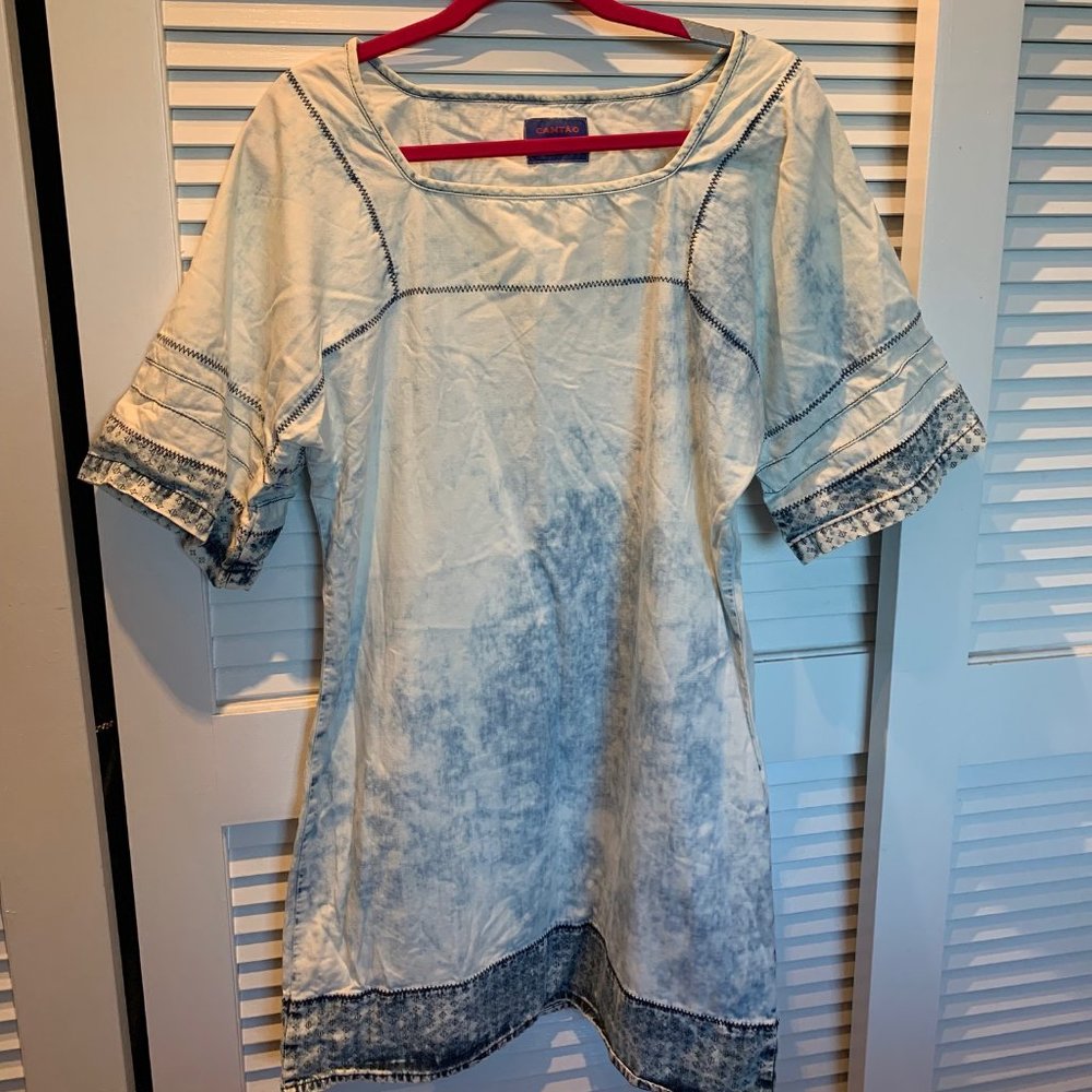 Faded Denim Shift Dress (Size L)